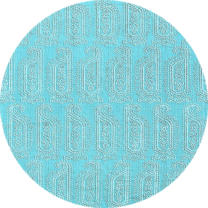 Round Machine Washable Solid Light Blue Modern Rug, wshurb90lblu