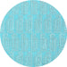 Round Machine Washable Solid Light Blue Modern Rug, wshurb90lblu