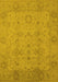 Machine Washable Oriental Yellow Traditional Rug, wshurb910yw