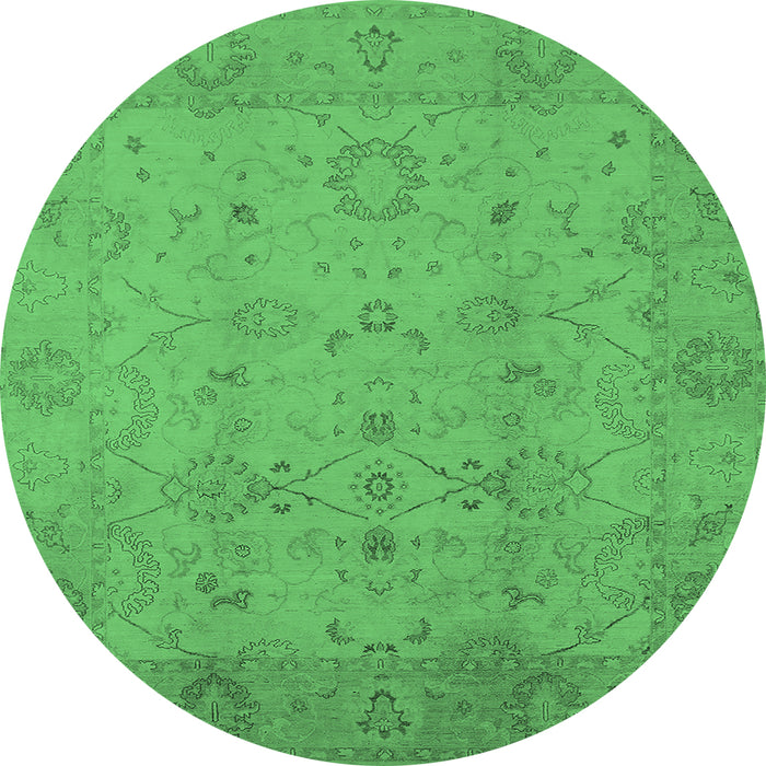 Round Oriental Emerald Green Traditional Rug, urb910emgrn