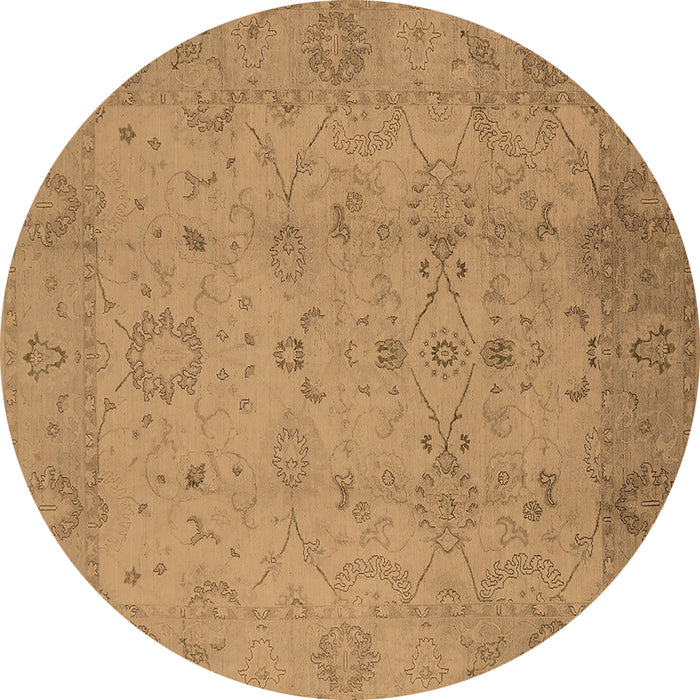 Round Machine Washable Oriental Brown Traditional Rug, wshurb910brn