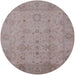 Round Mid-Century Modern Rose Purple Oriental Rug, urb910