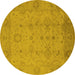 Round Oriental Yellow Traditional Rug, urb910yw