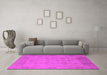 Machine Washable Oriental Pink Traditional Rug in a Living Room, wshurb910pnk