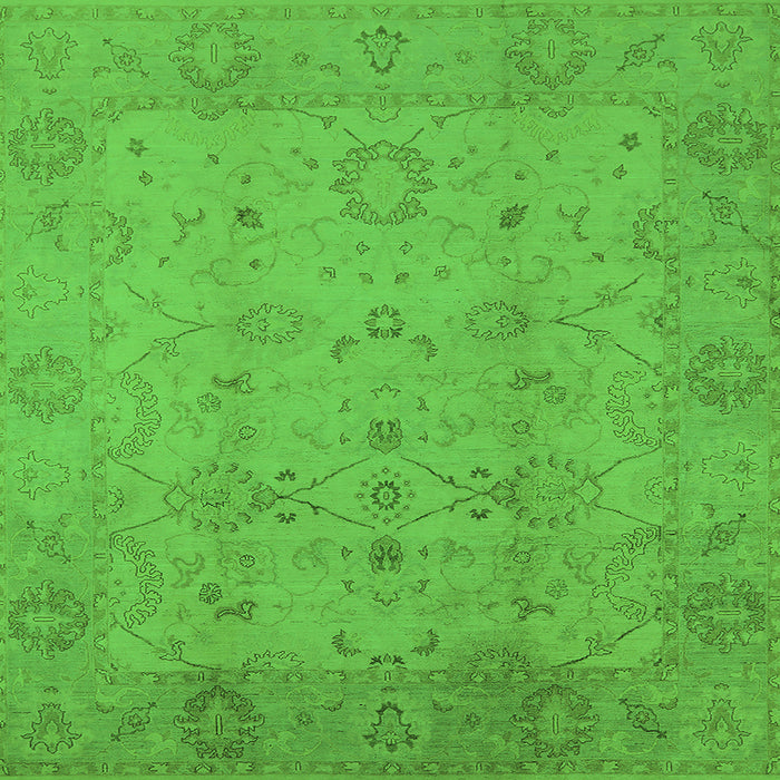 Square Machine Washable Oriental Green Traditional Area Rugs, wshurb910grn