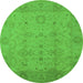 Round Oriental Green Traditional Rug, urb910grn