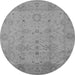 Round Machine Washable Oriental Gray Traditional Rug, wshurb910gry