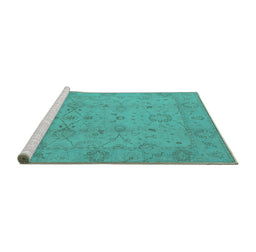 Sideview of Machine Washable Oriental Turquoise Traditional Area Rugs, wshurb910turq