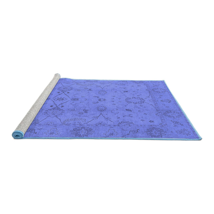 Sideview of Machine Washable Oriental Blue Traditional Rug, wshurb910blu