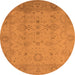 Round Oriental Orange Traditional Rug, urb910org