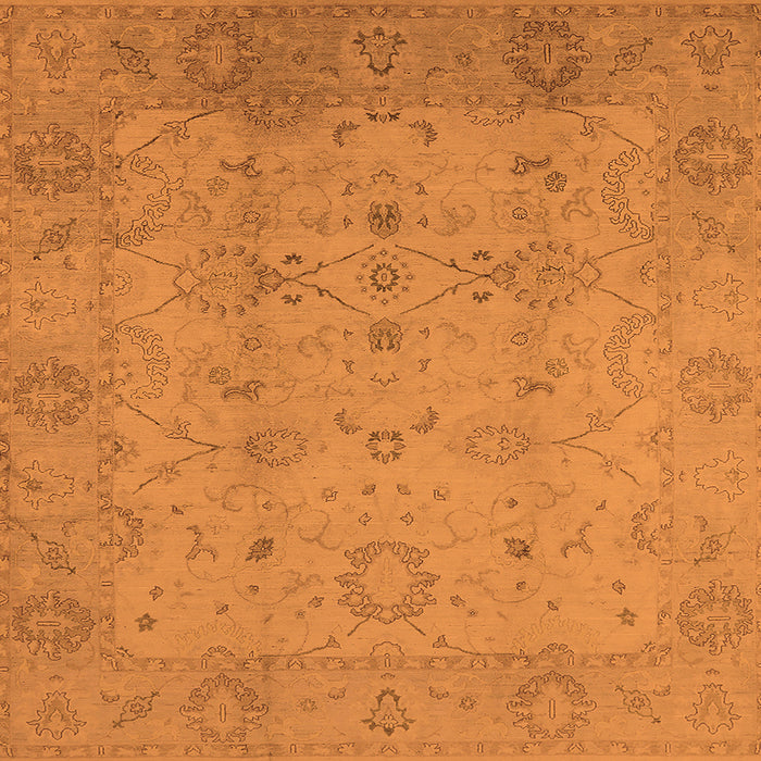 Square Machine Washable Oriental Orange Traditional Area Rugs, wshurb910org