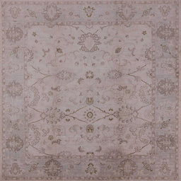Square Mid-Century Modern Rose Purple Oriental Rug, urb910