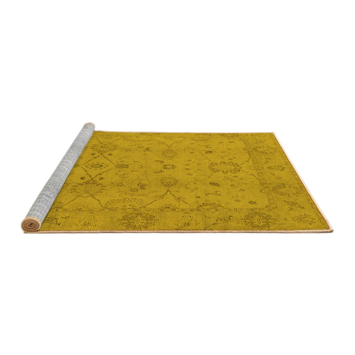 Sideview of Machine Washable Oriental Yellow Traditional Rug, wshurb910yw