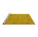 Sideview of Machine Washable Oriental Yellow Traditional Rug, wshurb910yw