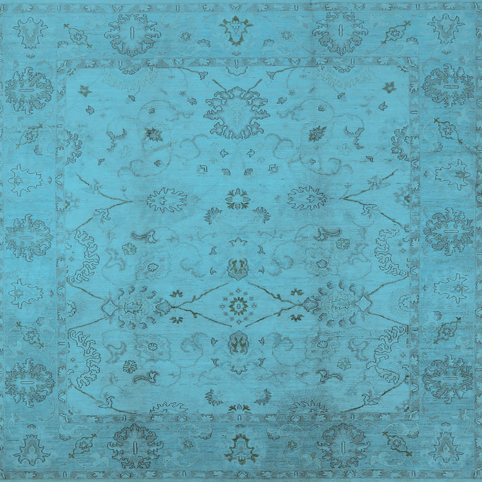 Square Machine Washable Oriental Light Blue Traditional Rug, wshurb910lblu