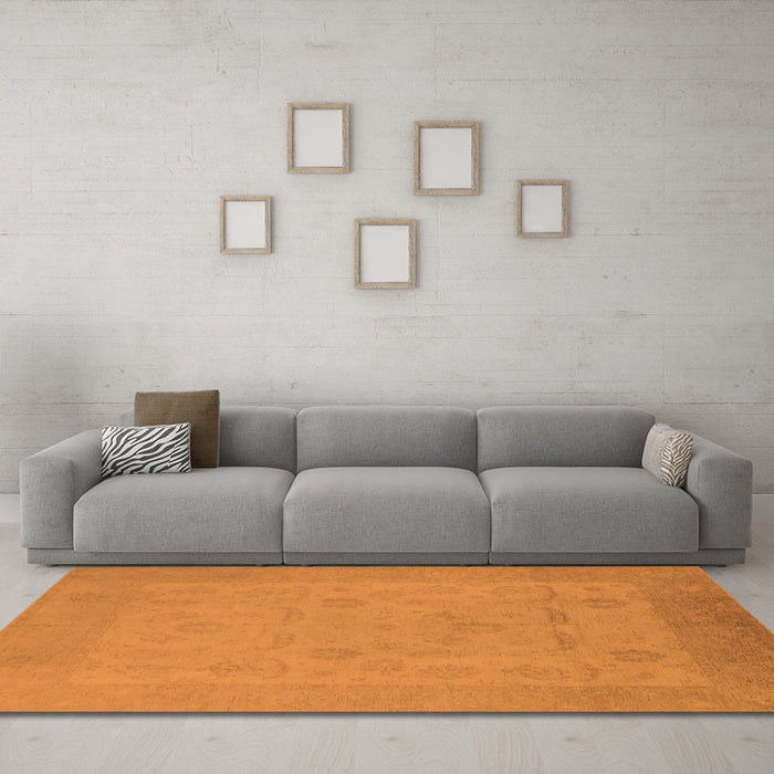 Machine Washable Oriental Orange Traditional Area Rugs in a Living Room, wshurb911org