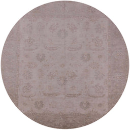 Round Mid-Century Modern Rosy Brown Pink Oriental Rug, urb911