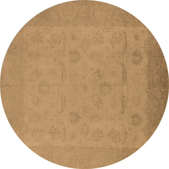 Round Oriental Brown Traditional Rug, urb911brn