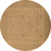 Round Oriental Brown Traditional Rug, urb911brn