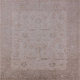Square Mid-Century Modern Rosy Brown Pink Oriental Rug, urb911