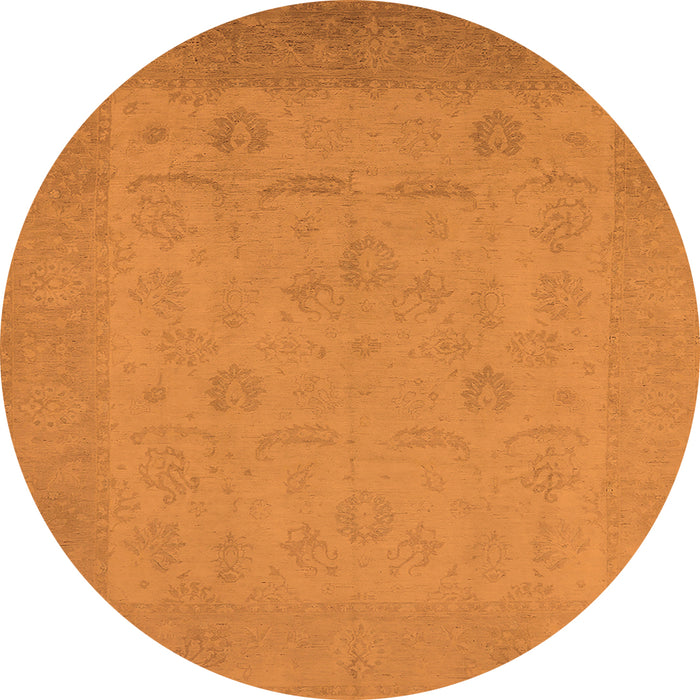 Round Oriental Orange Traditional Rug, urb911org