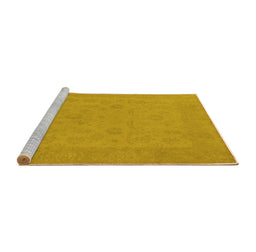 Sideview of Machine Washable Oriental Yellow Traditional Rug, wshurb911yw
