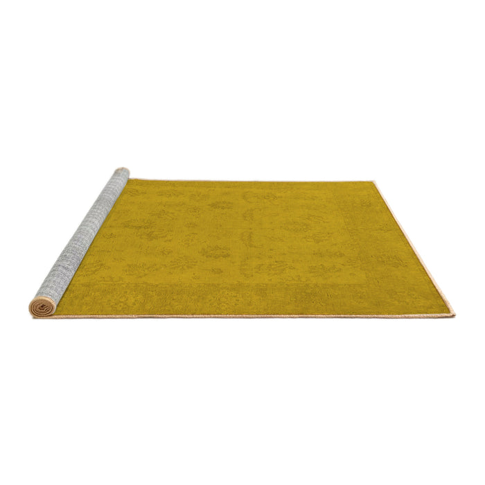 Sideview of Machine Washable Oriental Yellow Traditional Rug, wshurb911yw