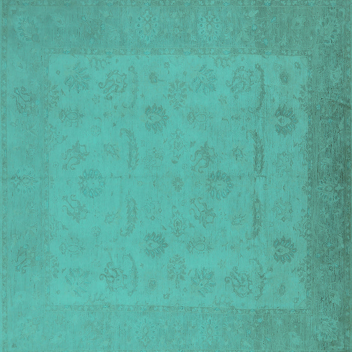 Square Machine Washable Oriental Turquoise Traditional Area Rugs, wshurb911turq
