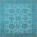 Square Machine Washable Oriental Light Blue Industrial Rug, wshurb912lblu