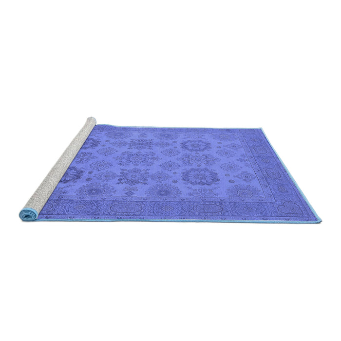 Sideview of Machine Washable Oriental Blue Industrial Rug, wshurb912blu