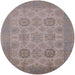 Round Mid-Century Modern Rose Purple Oriental Rug, urb912