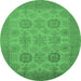 Round Oriental Emerald Green Industrial Rug, urb912emgrn