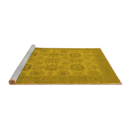 Sideview of Machine Washable Oriental Yellow Industrial Rug, wshurb912yw