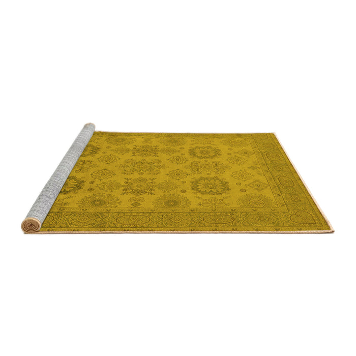 Sideview of Machine Washable Oriental Yellow Industrial Rug, wshurb912yw