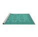 Sideview of Machine Washable Oriental Turquoise Industrial Area Rugs, wshurb912turq