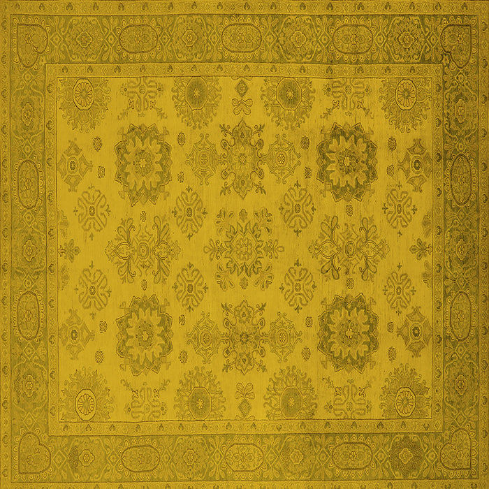 Square Machine Washable Oriental Yellow Industrial Rug, wshurb912yw