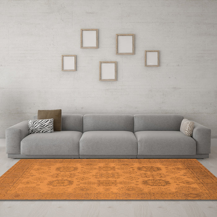 Machine Washable Oriental Orange Industrial Area Rugs in a Living Room, wshurb912org