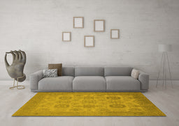 Machine Washable Oriental Yellow Industrial Rug in a Living Room, wshurb912yw