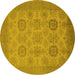 Round Oriental Yellow Industrial Rug, urb912yw