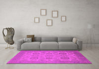 Machine Washable Oriental Pink Industrial Rug, wshurb912pnk