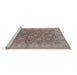 Sideview of Machine Washable Industrial Modern Khaki Rose Pink Rug, wshurb913