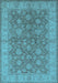 Machine Washable Oriental Light Blue Traditional Rug, wshurb913lblu