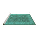 Sideview of Machine Washable Oriental Turquoise Traditional Area Rugs, wshurb913turq