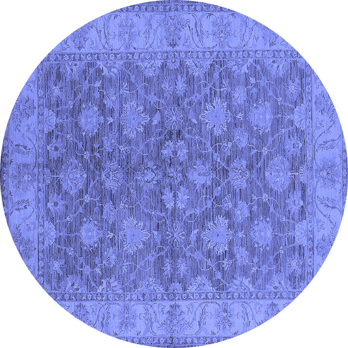 Round Machine Washable Oriental Blue Traditional Rug, wshurb913blu