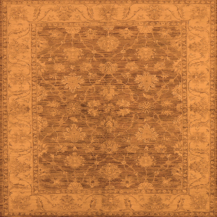 Square Machine Washable Oriental Orange Traditional Area Rugs, wshurb913org