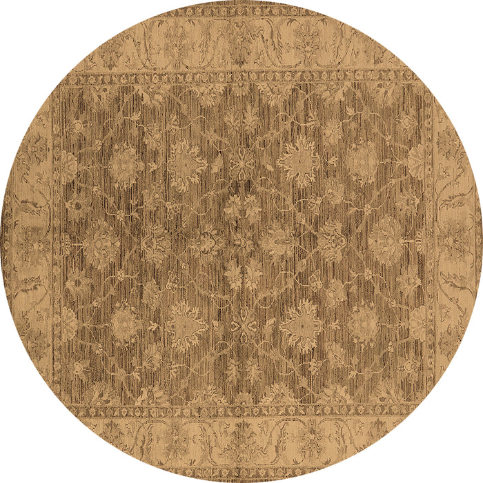 Round Machine Washable Oriental Brown Traditional Rug, wshurb913brn