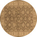 Round Machine Washable Oriental Brown Traditional Rug, wshurb913brn