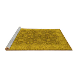 Sideview of Machine Washable Oriental Yellow Traditional Rug, wshurb913yw