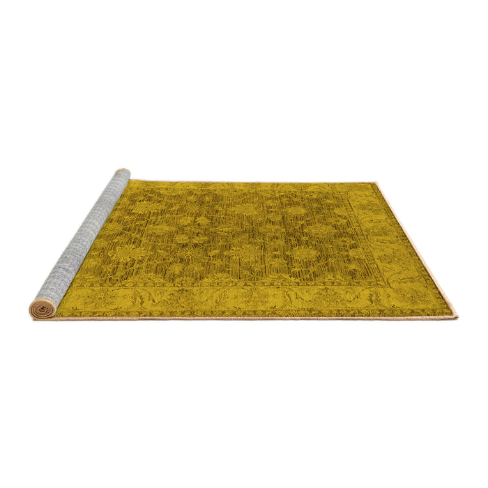Sideview of Machine Washable Oriental Yellow Traditional Rug, wshurb913yw