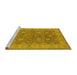 Sideview of Machine Washable Oriental Yellow Traditional Rug, wshurb913yw